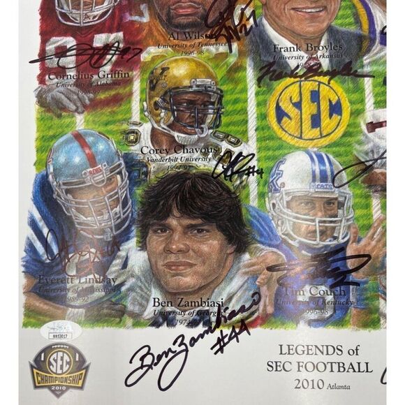Autographed Legends Of SEC Football 2010 Print Complete 12 Signatures JSA COA - Picture 6 of 8